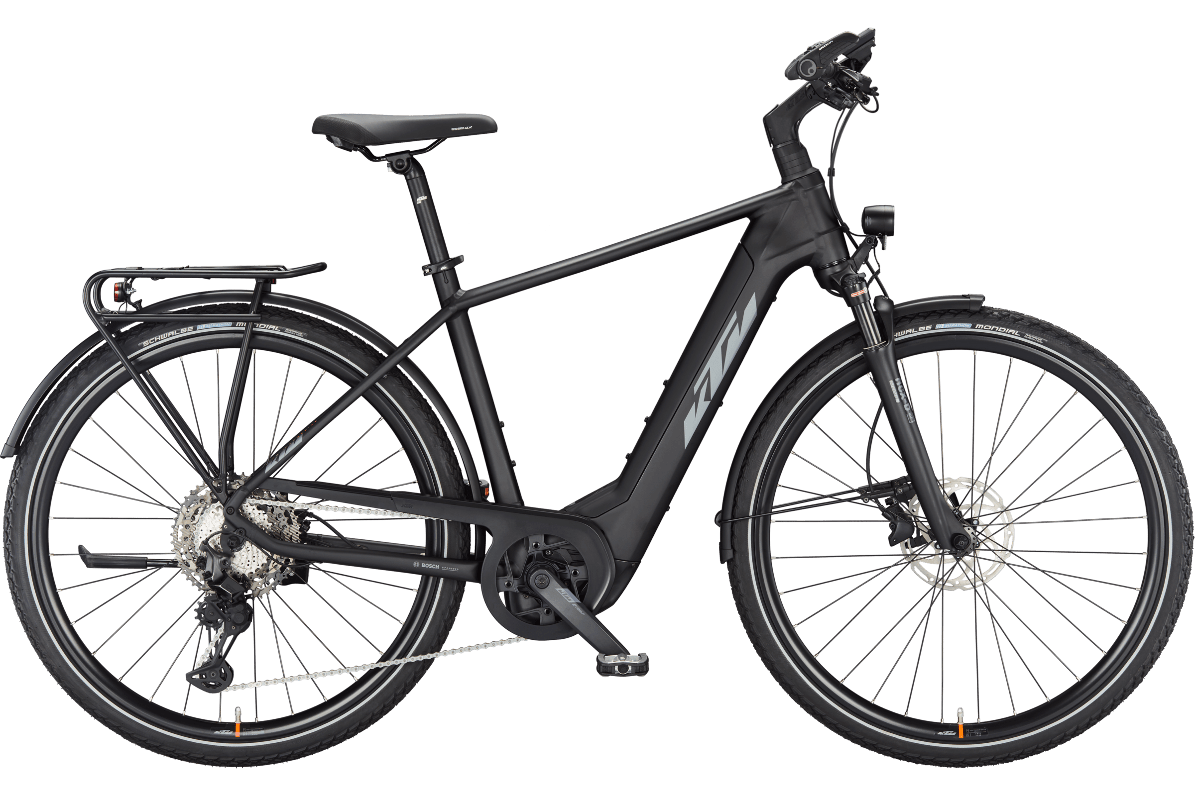 KTM Power Sport 11 Plus (2023), Black Matt (schwarz matt, grauer KTM-Schriftzug), Seitenansicht freigestellt, Diamantrahmen (HE) – 2400x1600 px, PNG mit Alphakanal; Foto zeigt Größe H 56, Rahmenform/Farbe wie Artikel 72188 (HE 46)