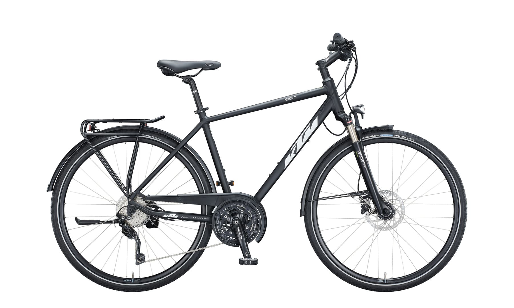 KTM Veneto Light Disc (2022), black matt (white+green) – identische Farbbezeichnung wie 2022, Seitenansicht Diamantrahmen (H 51), weißer Hintergrund, 1800x1080 px, 443 KB – Modelljahr 2021, SYMBOLBILD (gleiche Farbe, 3x10-Antrieb, Rahmen T-1455)