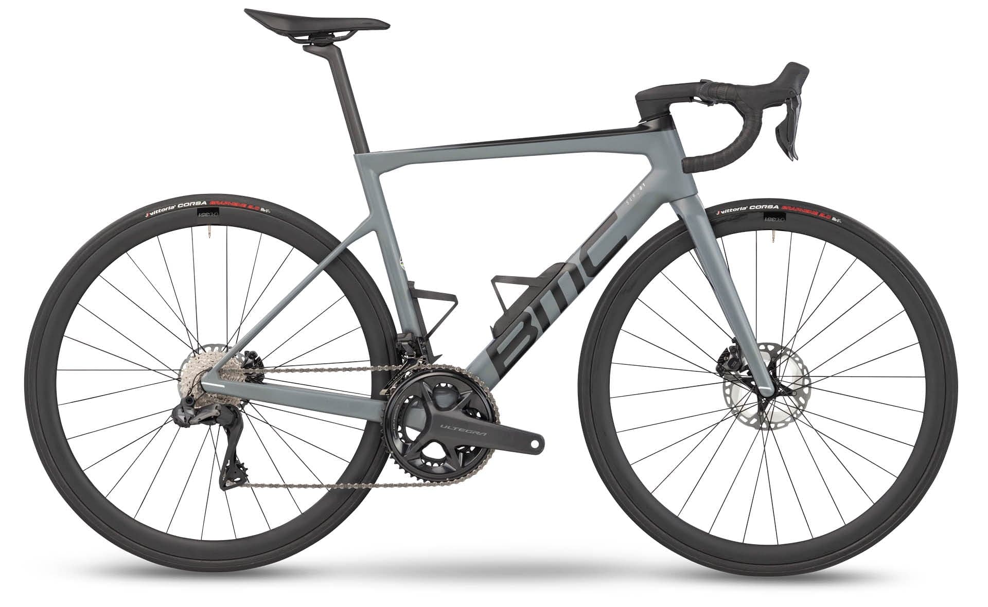 BMC Teammachine SLR01 Five (2023), Iron Grey / Black, Seitenansicht Antriebsseite, freigestellt auf Weiß, 1920x1180 px