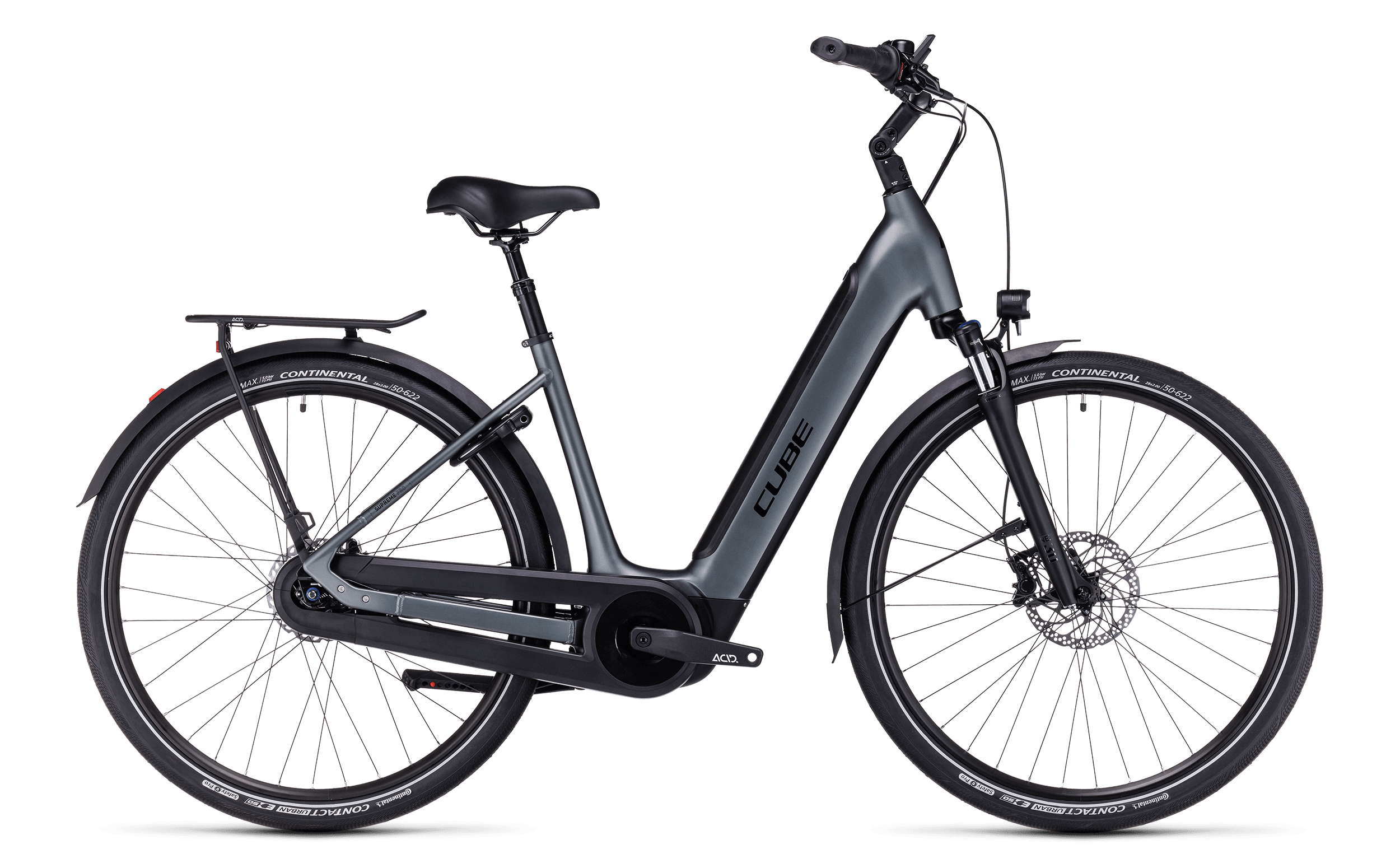 Cube Supreme RT Hybrid Pro 500 EE54 (2023), flashgrey'n'black (Hersteller-Farbname), Seitenansicht, freigestellt (transparenter Hintergrund), 2500x1525 px