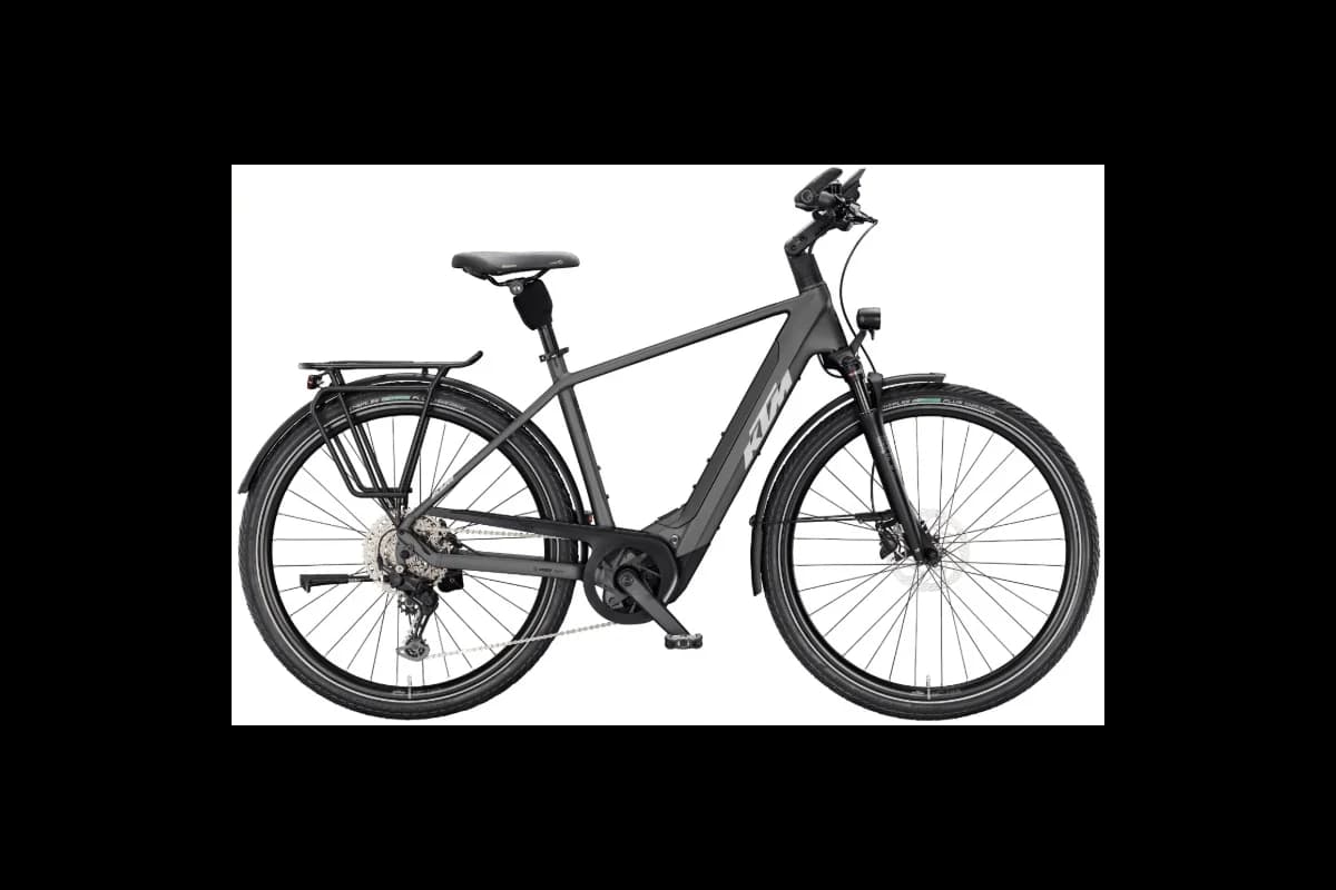 KTM Cento 10 Plus (2025), Machine Grey Matt, Seitenansicht Diamantrahmen, freigestellt